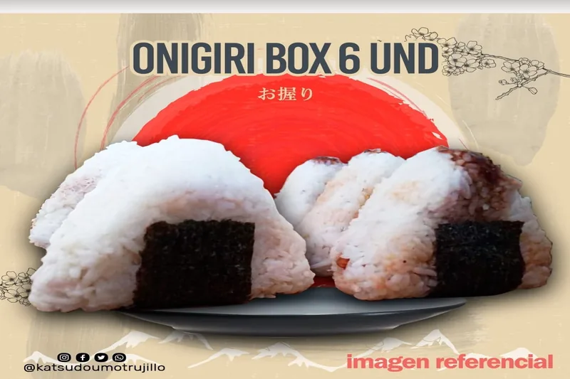 Onigiri Box — 6 onigiri de arroz japónica rellenos de tsuna mayo y pollito teriyaki